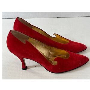 Women's Timothy Hitsman Suede Scalloped Sexy Flames Heels Pumps Shoes Sz 9